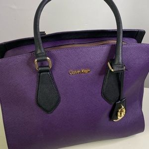 Calvin Klein Purple Leather Handbag